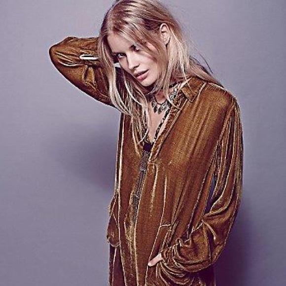 Gold Velvet Tunic Dress 
